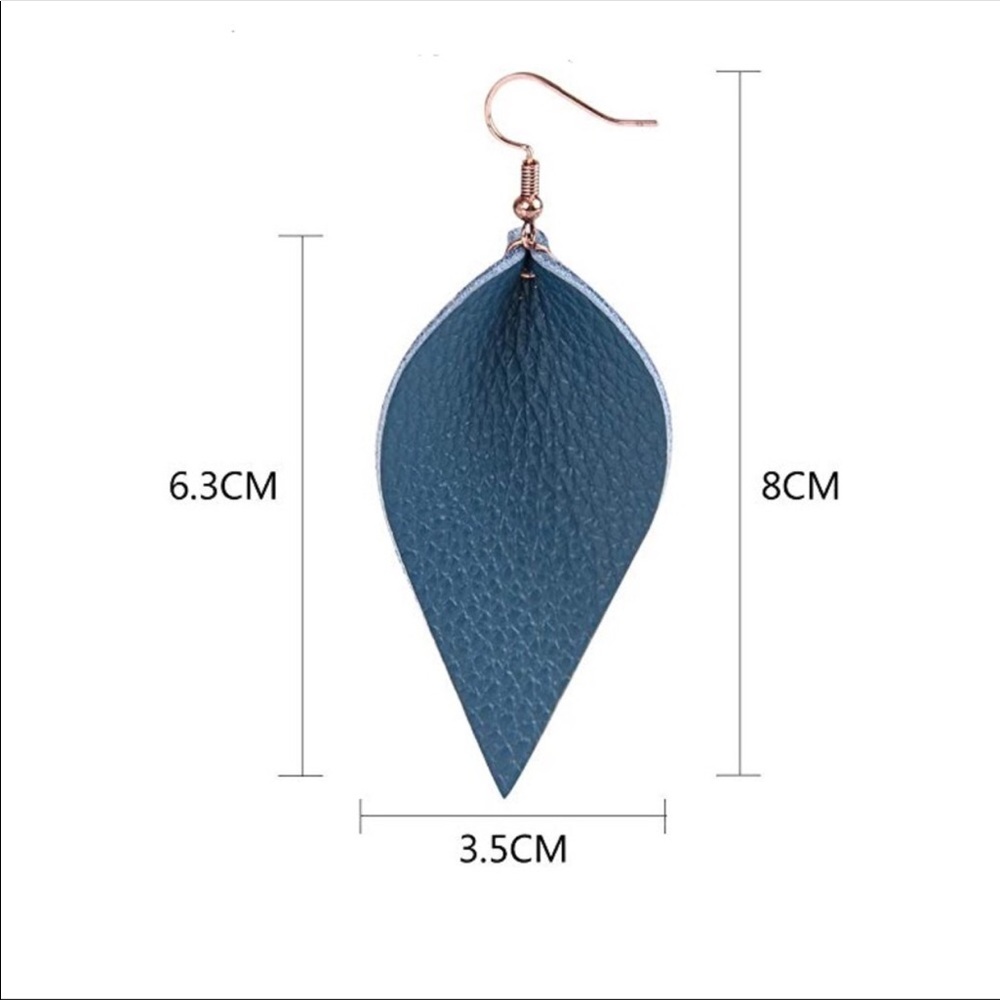 Red Drop Leather Earrings - Picture 3 of 4